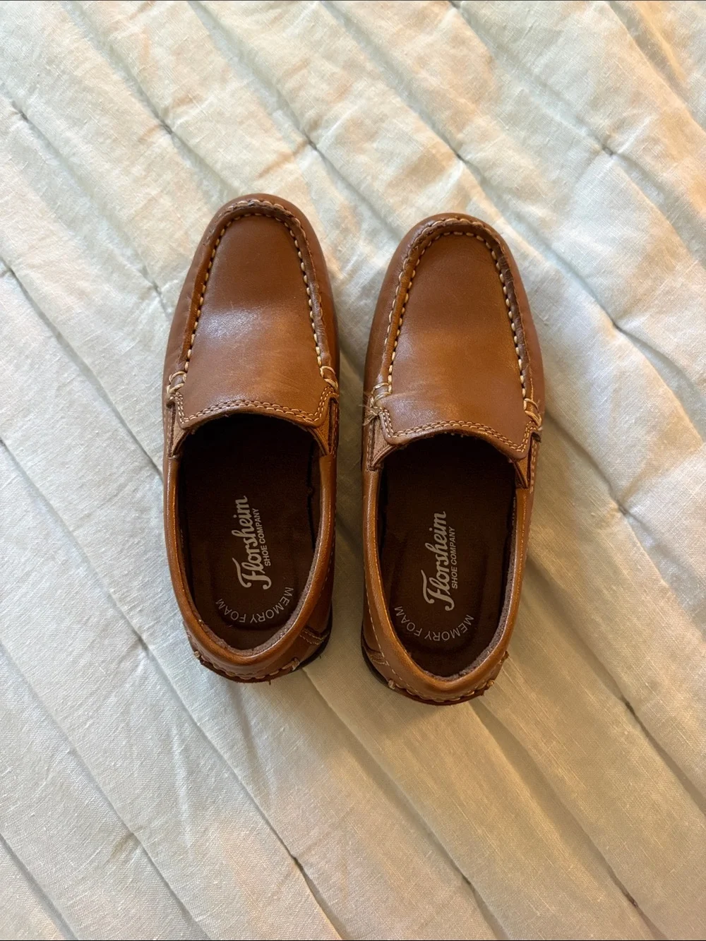 Florsheim Brown Leather Slip-On Moccasin Loafers for Kids